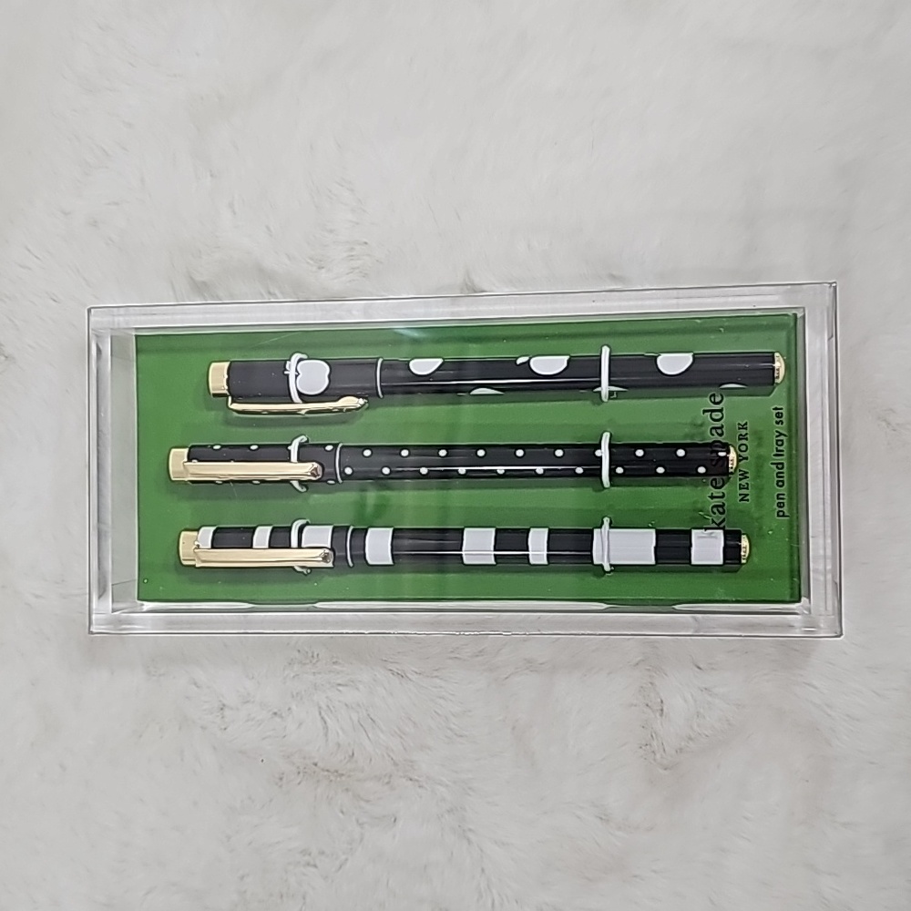 kate spade Dots & Stripes Fin Tip Set Set with Acrylic Tray